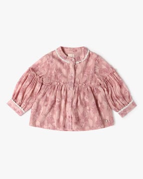 Girls Floral Print Regular Fit Peplum Top