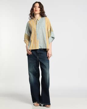 svrnaa by azorte Stripe Print Boxy Top-picture-31