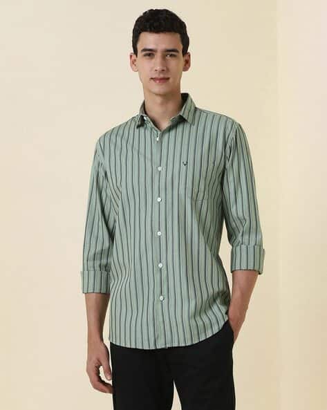 ALLEN SOLLY Men Striped Slim Fit Shirt with Curved Hem