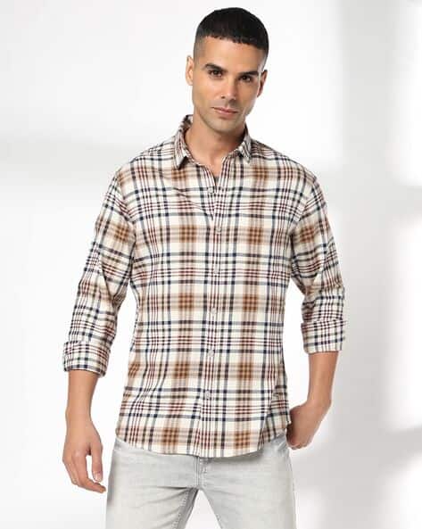 JOHN PLAYERS JEANS Men Checked Slim Fit Shirt with Patch Pocket