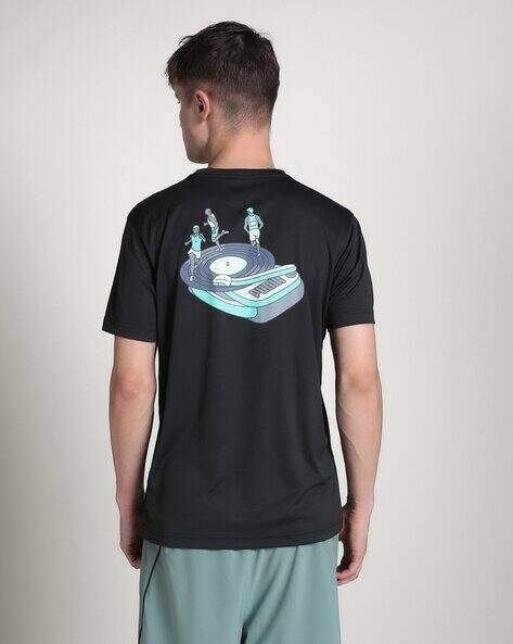 Puma Men Graphics Slogan Regular Fit Running Crew-Neck T-Shirt