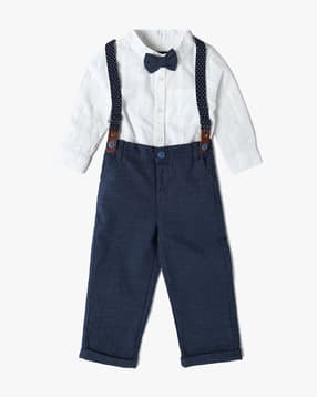 Boys Checked Dobby Shirt with Twill Pants-image-45