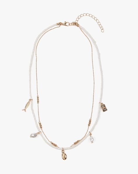 YOUSTA Women Gold-Plated Beaded Layered Necklace
