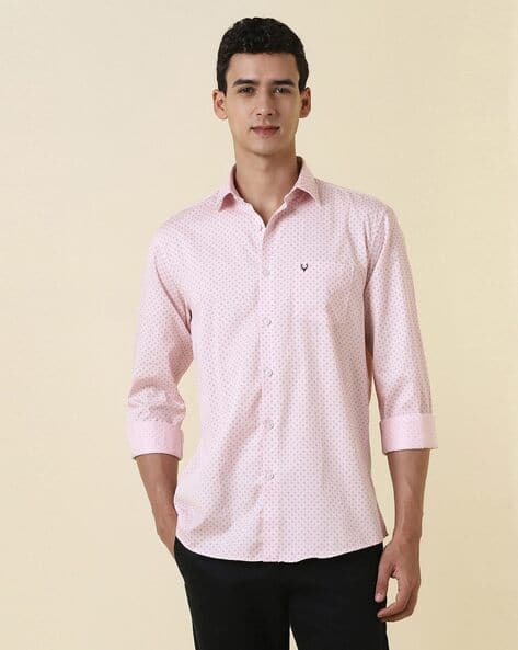 ALLEN SOLLY Men Micro Print Slim Fit Shirt with Curved Hem