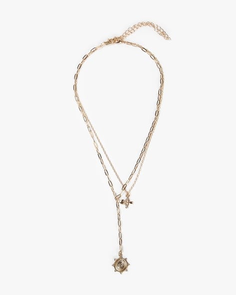 YOUSTA Women Set of 2 Gold-Plated Link Short Necklaces