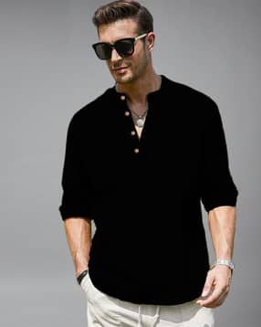 neonomad Men Slim Fit Short Kurta with Mandarin Collar-picture-47