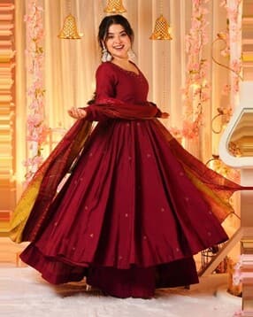 nyrika Women Embellished Anarkali Kurta Set with Dupatta-picture-30