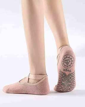 gialon  Women Pack of 2 Non-Slip Grids Pilates Socks with Elasticated Straps-picture-48