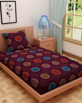 dream care Cotton Printed Single Bedsheet with Pillow Cover-picture-33