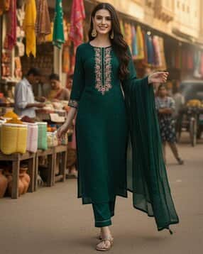 nyrika Women Embroidered Straight Kurta Suit Set-picture-51