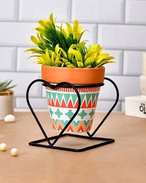tayhaa Multi vibrant Ceramic Planter with a heart shaped Stand-picture-30