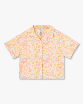 lee cooper Girls All-Over Floral Print Boxy Fit Cotton Shirt-picture-46