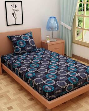 cotton printed single bedsheet with pillow cover