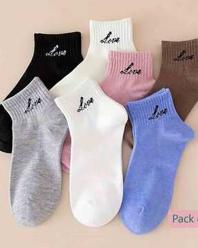 gialon Women Pack of 4 Ribbed Ankle-Length Socks-picture-47
