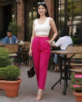 Women Straight Fit Mid-Rise Pants