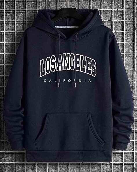 POSHAX Men Typographic Print Relaxed Fit Hooded Hoodie