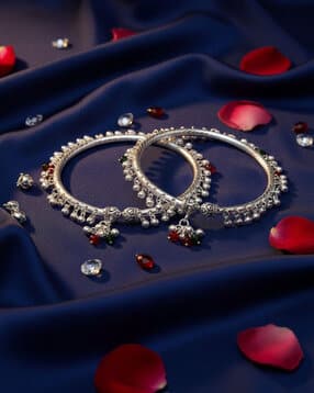 nvr Women Set of 2 Silver-Plated Anklets-picture-46