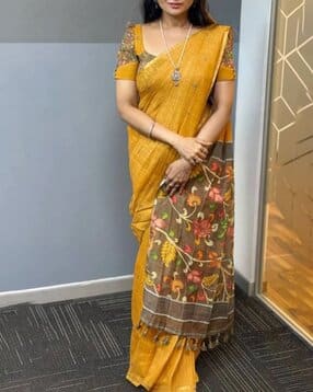 nyrika Women Linen Cotton Printed Saree-picture-28