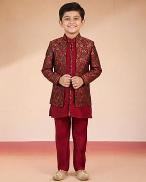vastramay Boys Chikankari Embroidery Sherwani Set-picture-14