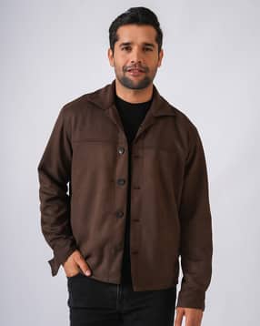 perch Men Relaxed Fit Trucker Jacket with Button Closure-picture-19