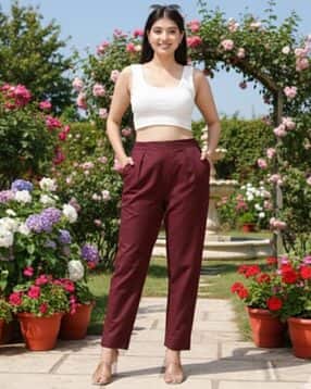 Women Straight Fit Mid-Rise Pants
