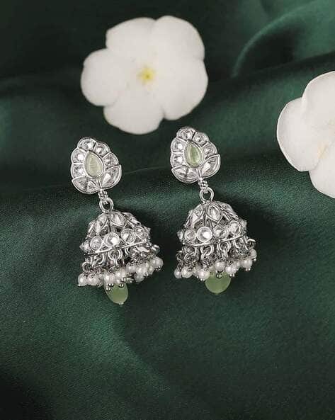 SALONI FASHION JEWELLERY Women Silver-Plated Jhumkas
