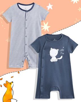 mothercare Boys Pack of 2 Cuddle Me Print Rompers-picture-18