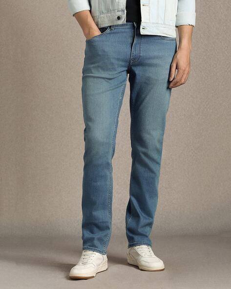 LOUIS PHILIPPE Men Slim Fit Mid Washed with Fly-Button Closure