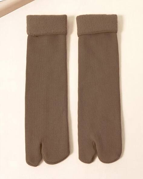 Fashion Comfortz Women Ribbed Thermal Fleece Lined Split Toe Socks