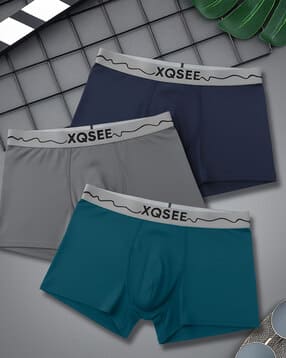 Men Pack of 3 Trunks with Logo Waistband-image-1