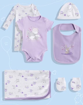 mothercare Girls Cuddle Bunny Print 6-Piece Gift Set-picture-46