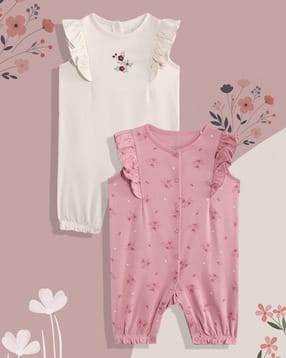 mothercare Girls Pack of 2 Arctic Berry Print Rompers-picture-32