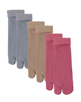 fashion comfortz Women Pack of 3 Lined Split Toe Socks-picture-19