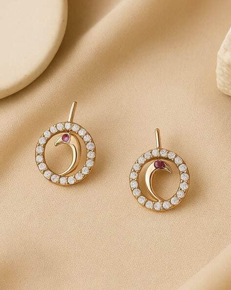 The Pari Women Round Hoop Studs with Swan Motif