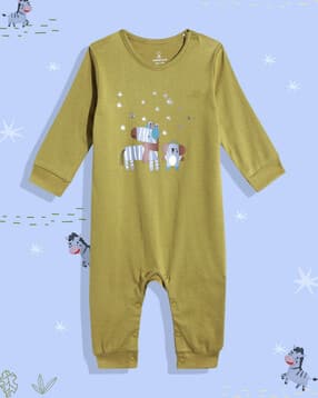 mothercare Unisex Cozy Printed Round-Neck Romper-picture-21
