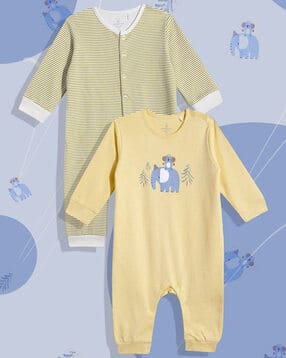 mothercare Unisex Pack of 2 Cozy Printed Rompers-picture-22