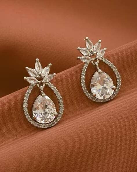 The Pari Women Crystal Studded Floral Earrings