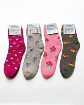 cumsin Women Pack of 4 Floral Print Mid-Calf Length Socks-picture-16