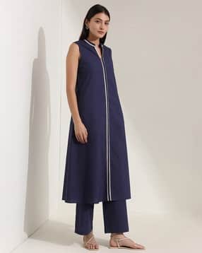 pink fort Women A-Line Mandarin-Collar Pant-Suit Set-picture-12