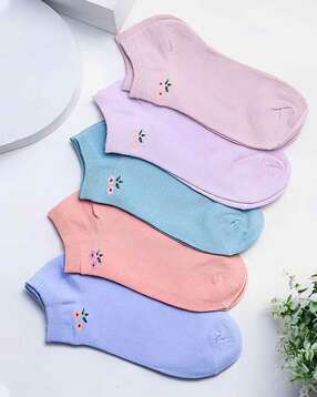 cumsin Women Pack of 5 Floral Print Socks-picture-3