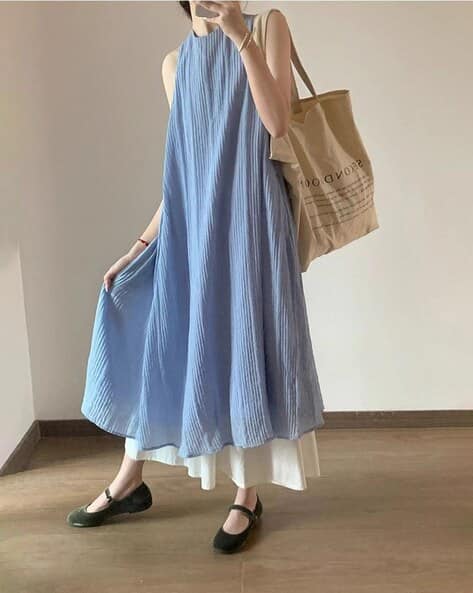 Women Crew-Neck A-Line Dress