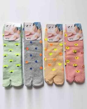 cumsin Women Pack of 4 Floral Print Ankle-Length Socks-picture-22