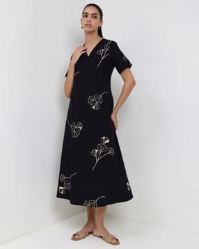 pink fort Women Floral Print A-Line Dress-picture-30