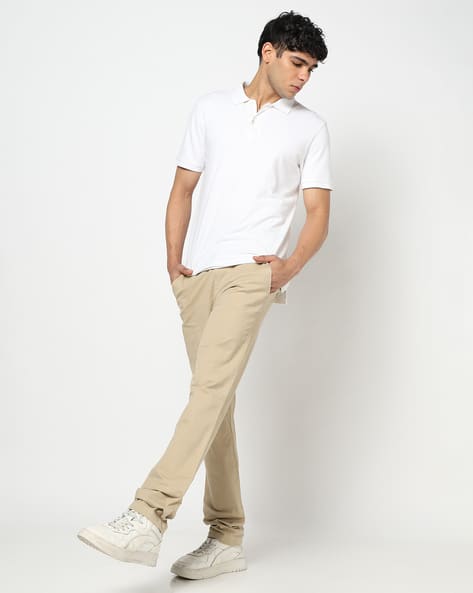 Men Slim Fit Flat-Front Trousers