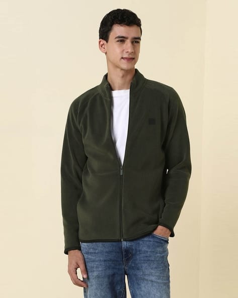 ALLEN SOLLY Men Regular Fit Biker Jacket with Zip-Front
