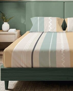 urban space Striped Flat Bedsheet with Pillow Covers-picture-41