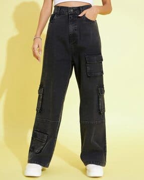 Girls Relaxed Fit Jeans with Fly-Button Closure