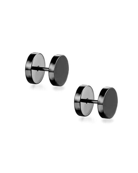 DN CREATION Men Stainless Steel Dumble Stud Earrings