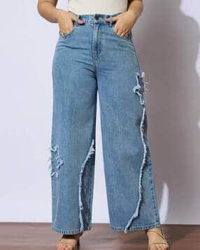 Women Clean Relaxed Mid-Rise Cotton Jeans-image-14