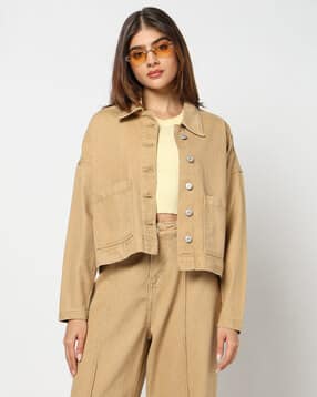 yousta Women Denim Cropped Boxy Fit Shacket-picture-50